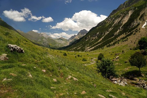Mountain landscape in the Valle de Otal near Torla-Ordesa, Spain