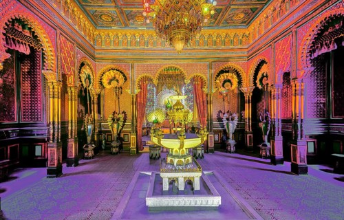 Interior of the Moorish Kiosk in the park of Linderhof Palace, Ettal, Ammertal, Upper Bavaria,