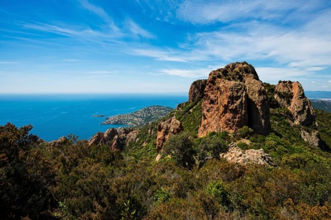 Panorama, Pic du Cap Roux, near Anthéor, Saint-Raphaël, Massif de l'Esterel, Esterel Mountains,