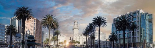Uruguay, Montevideo Independence Square in historic city center, a famous tourism attraction