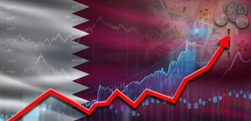 Qatar financial growth on market graph. Qatar economic growth on financial graph