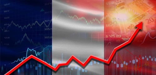 France financial growth on market graph. France economic growth on financial graph