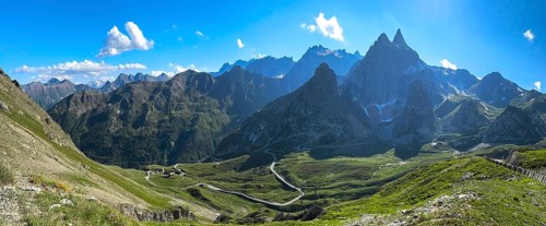 Panoramic view Panoramic photo with view of Italian southern ramp southern ascent mountain road