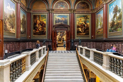 Interior design with paintings and exhibits in the Hamburger Kunsthalle, art museum am