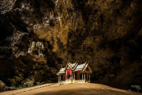 Temple in a stalactite cave, Phraya Nakhon Cave, Khao Sam Roi Yot National Park, Hua Hin, Prachuap