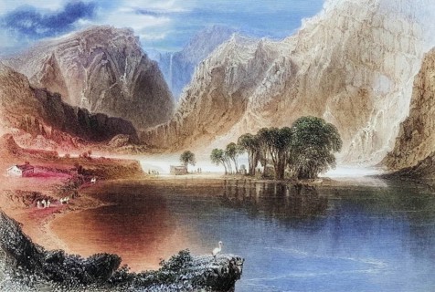 Gougane Barra Lake, County Cork, Ireland, from the Landscape and Antiquities of Ireland, 1841,