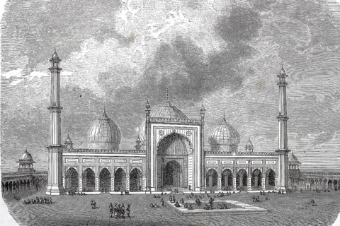 Entrance gate to Jama Masjid Delhi the largest and oldest mosque in India built by Grand Mughal