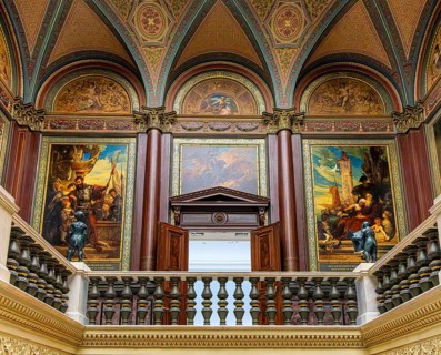 Interior design with paintings and exhibits in the Hamburger Kunsthalle, art museum am