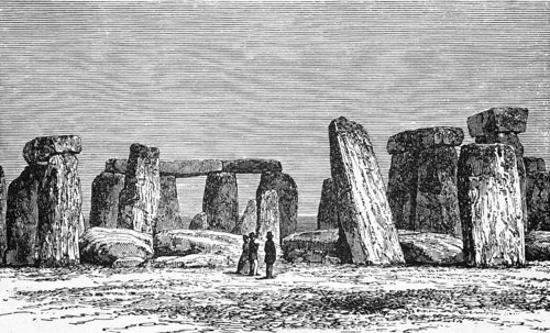 Stonehenge, Wiltshire, around 1870, England, digital reproduction of a historical model