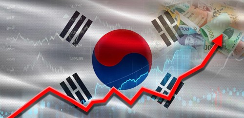 South Korea financial growth on market graph. South Korea economic growth on financial graph