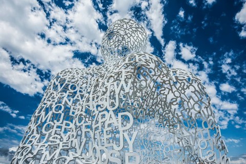 Sculpture made of letters, Le Nomade, artist Jaume Plensa, Antibes, Provence Alpes Côte d'Azur,