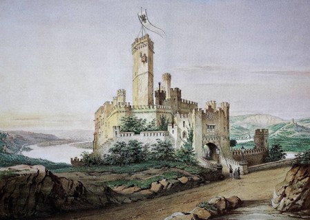 Stolzenfels Castle near Koblenz around 1845, Rhineland-Palatinate, Germany