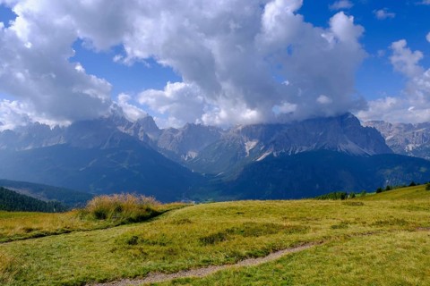 On the Helm, view of the Sesto sundial, Sesto, Dolomites, Val Pusteria, South Tyrol, Italy