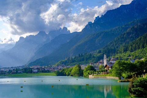 Reservoir, Lago di Santa Caterina, Auronzo di Cadore, Dolomites, Trentino, Italy