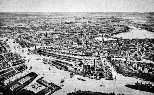 Cityscape of the Free and Hanseatic City of Hamburg on the Elbe, Inner and Outer Alster, harbour