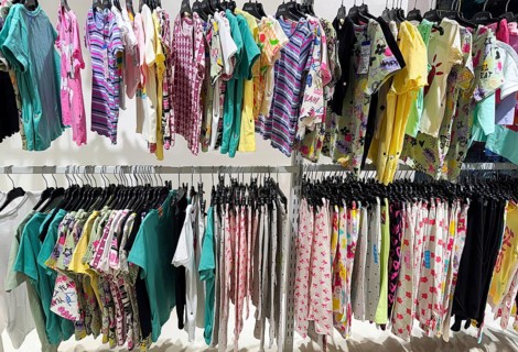 T-shirts display at Zudio store in Guwahati, India, during a monsoon season sale on August 1, 2025