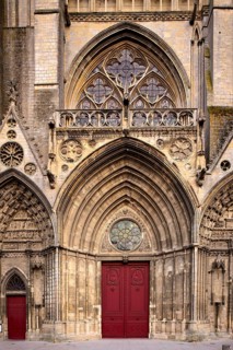 Main portal, west façade, Cathédrale Notre-Dame de Bayeux, Bayeux, Normandy, Calvados, France