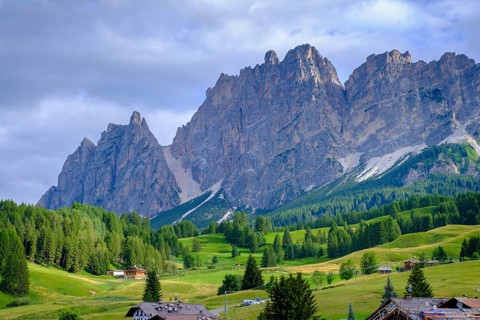 Alvera near Cortina d'Ampezzo, with Monte Cristallo, Dolomites, Province of Belluno, Veneto, Italy
