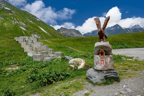 Historical border fortification from the Second World War WW II 2 on the border between France at