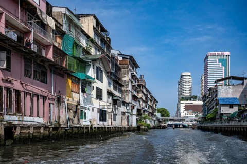 Canal-side flats, Bangkok, Thailand