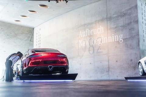 Mercedes-AMG GT Concept from 2017. The Mercedes-Benz Museum in Stuttgart presents a journey through