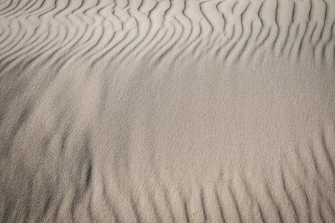 Wave-like sand structures in close-up, sand drifts, Hvide Sande, North Sea, Denmark