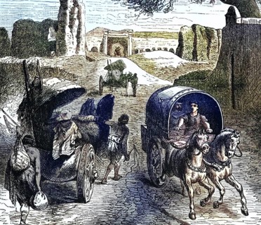 Roman vehicles on Roman roads, 3rd century BC, digital reproduction of a historical model