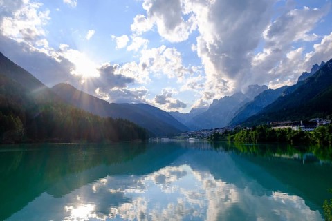 Reservoir, Lago di Santa Caterina, Auronzo di Cadore, Dolomites, Trentino, Italy