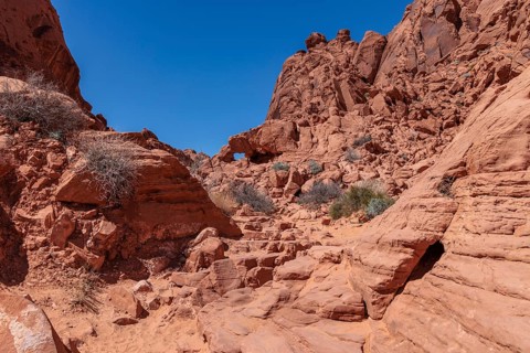 Rock formations along the Fire Canyon Overlook Trail at Valley of Fire State Park near Overton,