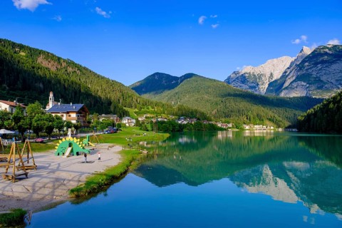 Reservoir, Lago di Santa Caterina, Auronzo di Cadore, Dolomites, Trentino, Italy