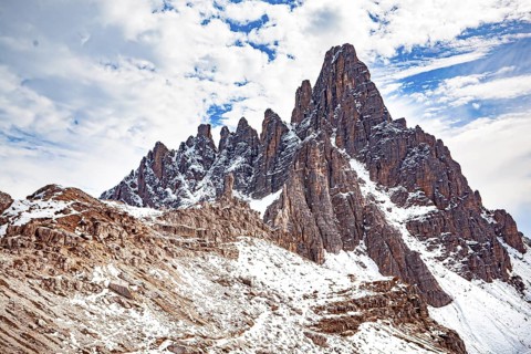 The Three Peaks in the Sesto Dolomites on the border between the provinces of Belluno in the south