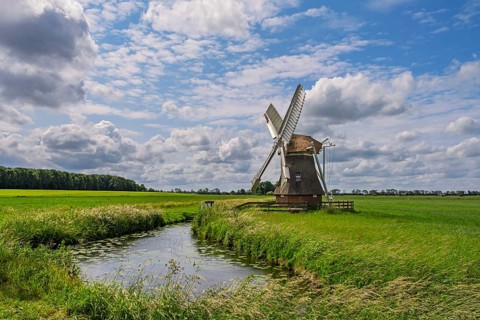 Mill 't Witte Lam, polder mill, Zuidwolde, province of Groningen, Netherlands
