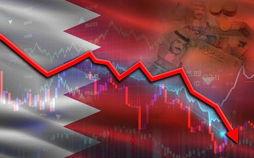 Bahrain financial fall on economy market. Bahrain financial crisis on economic graph
