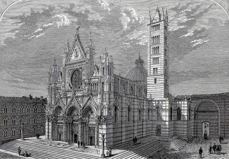 The cathedral in Siena in 1800, Tuscany, Italy, Historical, digitally restored reproduction of a