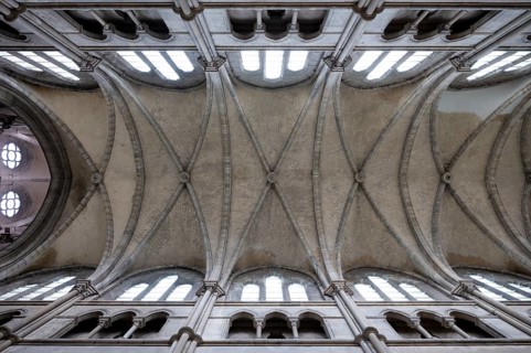 Ceiling, Church ceiling, Interior view, Cathedral Église Notre-Dame, Épernay, Champagne, Marne,