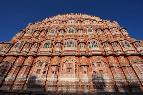 Hawa Mahal or Palace of the Winds in the old city centre, Jaipur, Rajasthan, India