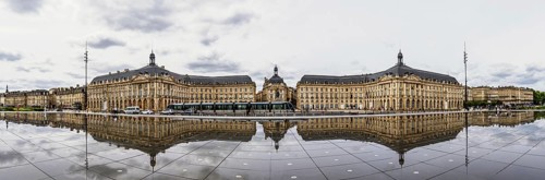 Panorama of Miroir d'eau and Place de la Bourse, Bordeaux, Gironde, Nouvelle-Aquitaine, France