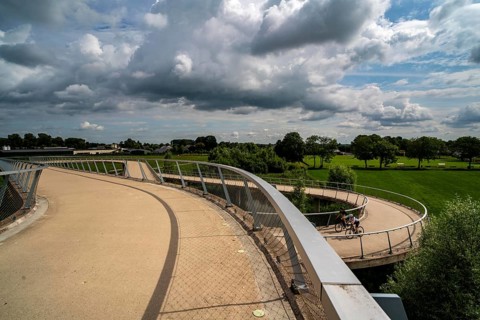 The Liniebrug, bicycle and pedestrian bridge over the Amsterdam-Rhine Canal near the village of