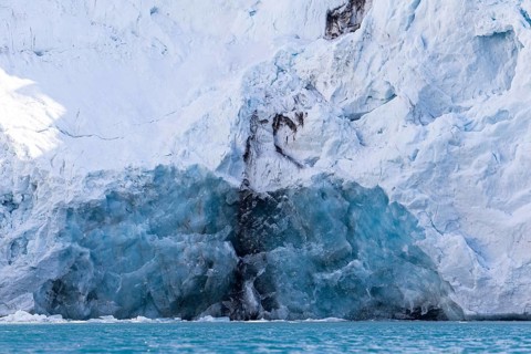 Glacier tongue, ice, break-off edge, sea, Fugelfjorden, Spitsbergen, Svalbard