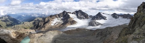 Panorama from the summit of the Becher, high mountain landscape, view of mountain peaks