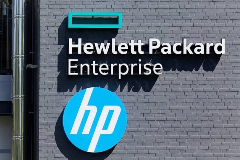Hewlett Packard Enterprise, HPE, logo on building, information technology company, Ratingen, North