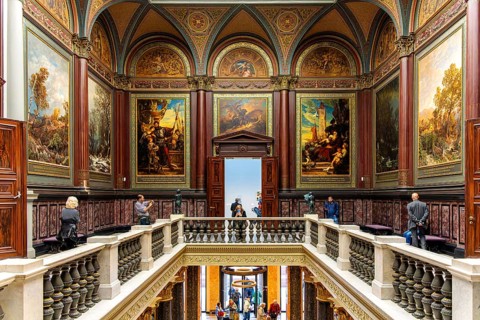 Interior design with paintings and exhibits in the Hamburger Kunsthalle, art museum am
