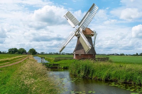 Mill 't Witte Lam, polder mill, Zuidwolde, province of Groningen, Netherlands