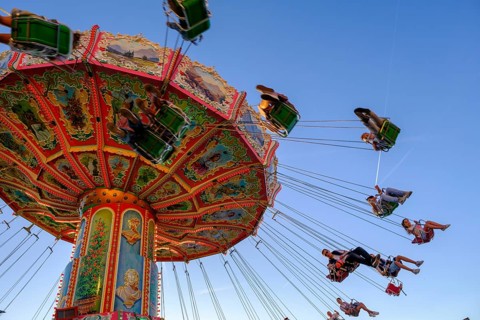 Chain carousel, amusement ride, carousel, Passauer Mai Dult, folk festival, funfair, Passau, Lower