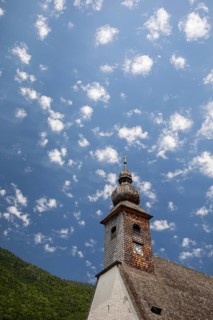 St George's Church in Nonn, Bad Reichenhall. Blue and white sky with a few clouds