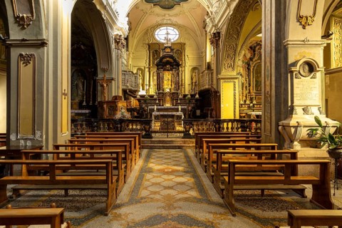 Interior view of the church Parrocchia S.Ambrogio, Omegna, Province of Novara, Piedmont, Italy