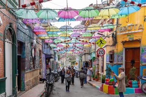 Umbrellas Street, Bogota, Colombia