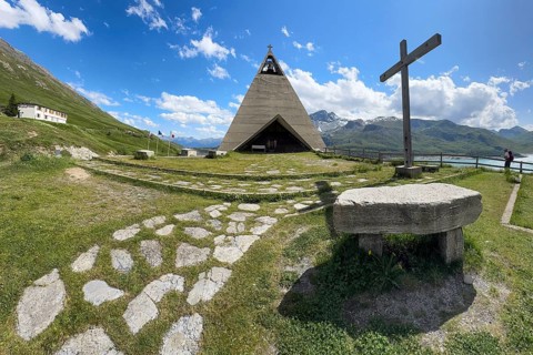 Mont-Cenis Pyramid Museum built in 1967 above the Lac du Mont Cenis in a stylised pyramid as a