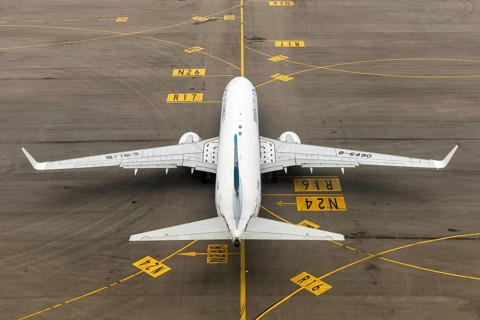 A Boeing 737-800 aircraft of Xiamenair with registration number B-6490 at Chek Lap Kok Airport