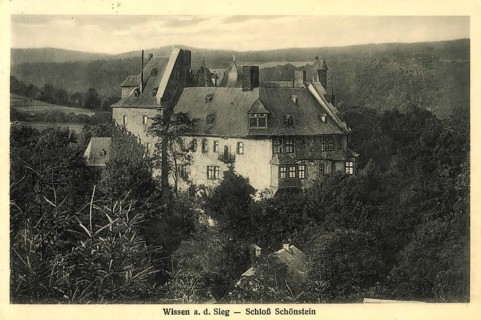 Historical postcard, picture postcard, Schönstein Castle in Wissen a.d. Sieg, Rhineland-Palatinate,